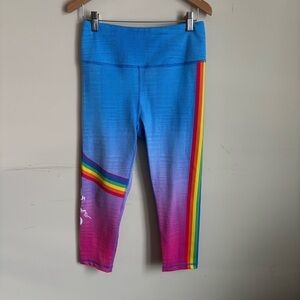 Vibrant Blue and Pink Women’s Capri Miami Fitwear Leggings